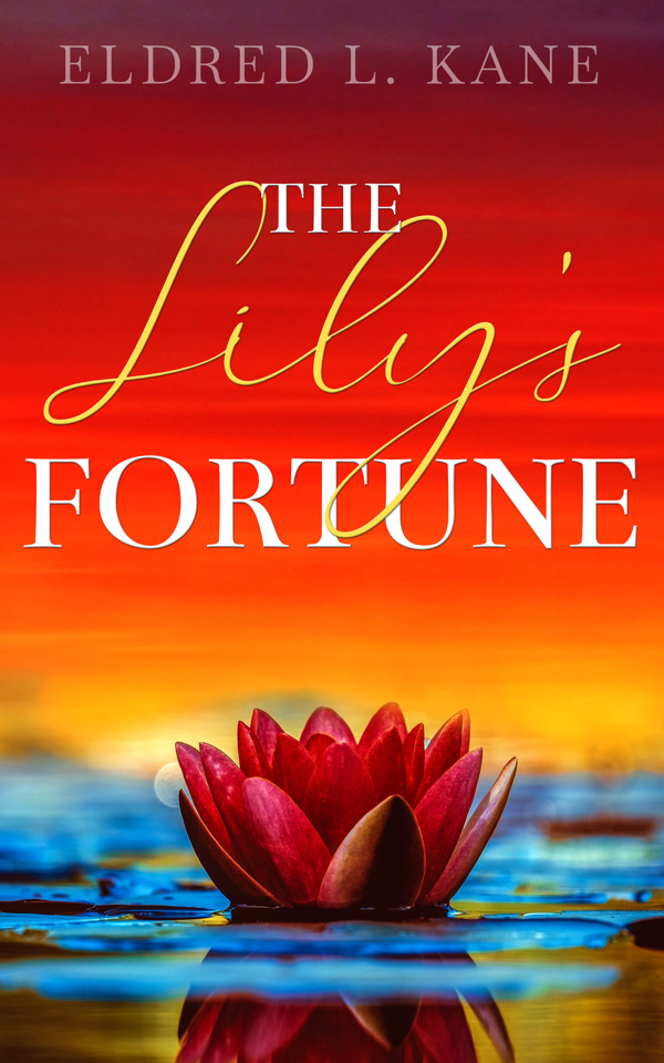 A book cover with vibrant colors and a waterlily on the bottom of it.
