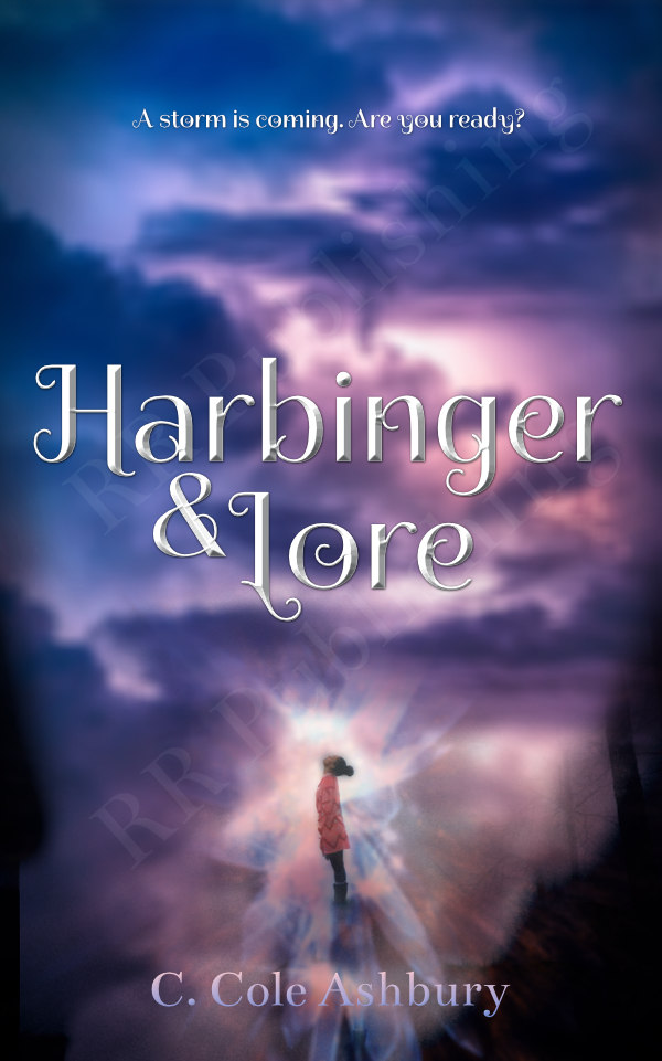 Book cover of a woman looking up in to a hazy purple and pink cloudy sky