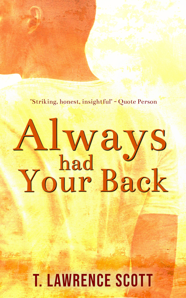 Yellow-toned book cover of image of man's back with red text over the top