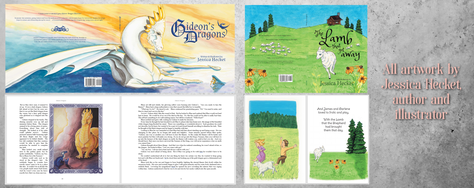 Example image of books Gideon's Dragons and The Lamb that Got Away by Jessica Hecket